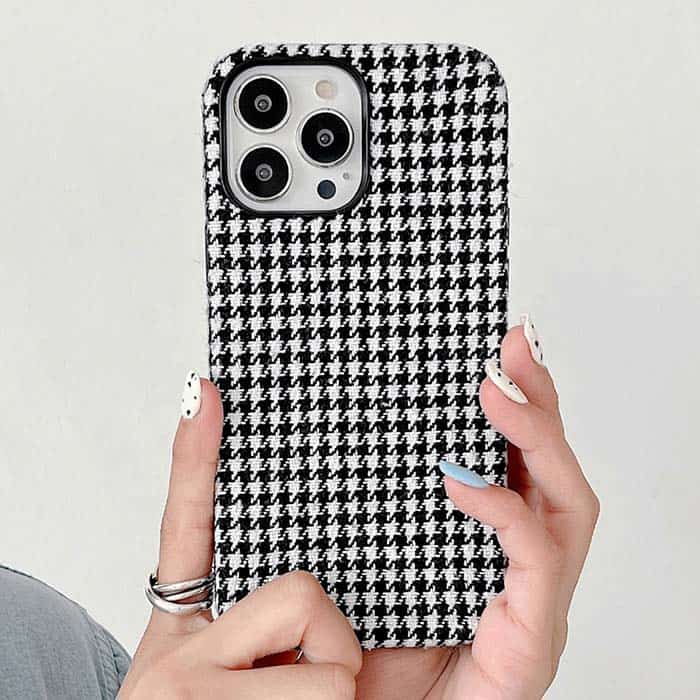 iPhone 14 Pro Fabric Case - Black Grid