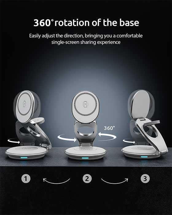 360 Rotation 3-In-1 Magnetic MagSafe Wireless Charger